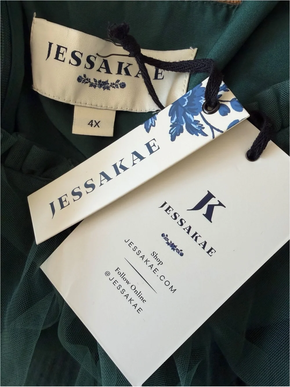 NWT JessaKae Ophelia Tulle Dress Emerald Green Plus Size 4X